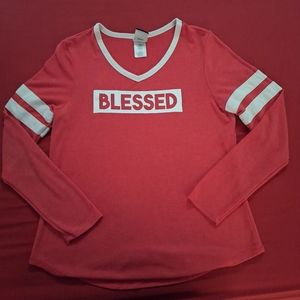 Pink & White "Blessed" Long Sleeve Shirt